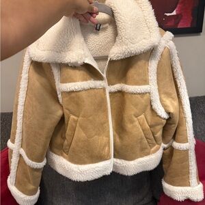 Tan and White Shearling Jacket